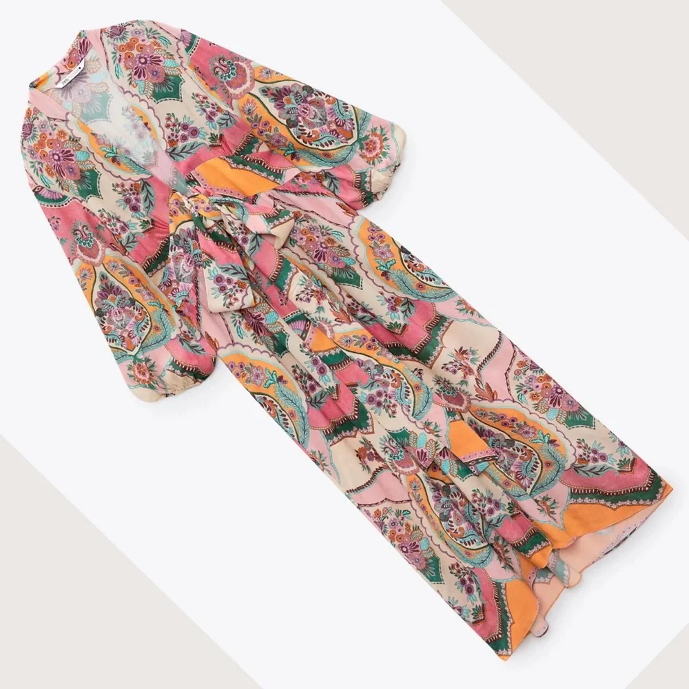 Zara Printed Maxi Wrap Floral Dress - Picture 6 of 8